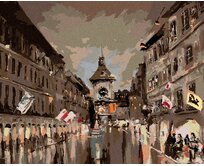 Zuty - Malování podle čísel - KRAMGASSOVÁ ULICE V PODVEČER 40x50 cm vypnuté plátno na rám