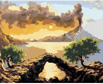 Zuty - Malování podle čísel - KRAJINA S VÝBUCHEM SOPKY 40x50 cm vypnuté plátno na rám