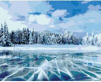 Zuty - Malování podle čísel - ZAMRZLÉ JEZERO V HORÁCH 40x50 cm vypnuté plátno na rám