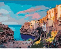 Zuty - Malování podle čísel - JARNÍ PANORAMA MĚSTA POLIGNANO 40x50 cm vypnuté plátno na rám