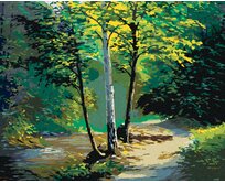 Zuty - Malování podle čísel - NÁDHERNÁ BŘÍZA A POTŮČEK 40x50 cm bez rámu a bez vypnutí plátna