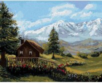 Zuty - Malování podle čísel - CHATA V HORSKÉ KRAJINĚ 40x50 cm vypnuté plátno na rám