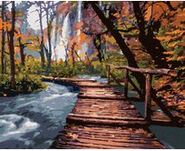 Zuty - Malování podle čísel - DŘEVĚNÁ PROMENÁDA V PARKU 40x50 cm vypnuté plátno na rám