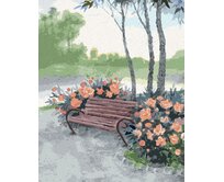 Zuty - Malování podle čísel - LAVIČKA V LESE U ŘEKY 40x50 cm vypnuté plátno na rám