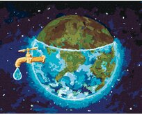 Zuty - Malování podle čísel - ŠETŘENÍ VODY NA ZEMI 40x50 cm bez rámu a bez vypnutí plátna