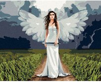 Zuty - Malování podle čísel - ANDĚLSKÁ ŽENA A BOUŘE 40x50 cm vypnuté plátno na rám