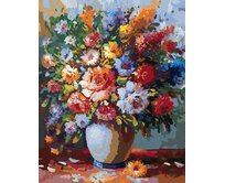Zuty - Malování podle čísel - PĚSTRÉ KVĚTINY VE VÁZE 40x50 cm bez rámu a bez vypnutí plátna