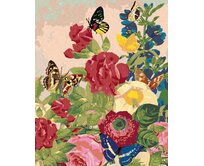 Zuty - Malování podle čísel - MOTÝLI A PESTRÉ KVĚTINY 40x50 cm bez rámu a bez vypnutí plátna