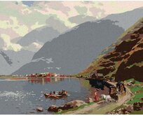 Zuty - Malování podle čísel - POHLED NA LÆRDALSØYRI (THEMISTOKLES VON ECKENBRECHER) 40x50 cm vypnuté plátno na rám
