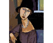 Zuty - Malování podle čísel - JEANNE HÉBUTERNE S KLOBOUKEM A NÁHRDELNÍKEM (AMEDEO MODIGLIANI) 40x50 cm vypnuté plátno na rám