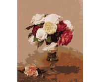 Zuty - Malování podle čísel - VÁZA S RŮŽEMI (HENRI FANTIN-LATOUR) 40x50 cm vypnuté plátno na rám