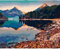 Zuty - Malování podle čísel - DVA VRCHOLY HOR ODRÁŽEJÍCÍ SE V JEZERU 40x50 cm vypnuté plátno na rám