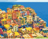 Zuty - Malování podle čísel - DOMY V NÁRODNÍM PARKU CINQUE TERRE 40x50 cm bez rámu a bez vypnutí plátna