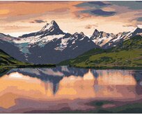 Zuty - Malování podle čísel - VÝCHOD SLUNCE NA JEZEŘE BACHALPSEE 40x50 cm vypnuté plátno na rám