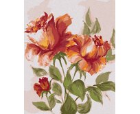 Zuty - Malování podle čísel - ČERVENOORANŽOVÉ RŮŽE 40x50 cm bez rámu a bez vypnutí plátna