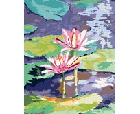 Zuty - Malování podle čísel - RŮŽOVÉ LEKNÍNY V JEZÍRKU 40x50 cm bez rámu a bez vypnutí plátna