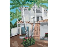 Zuty - Malování podle čísel - PALMY U LETNÍHO DOMU 40x50 cm vypnuté plátno na rám