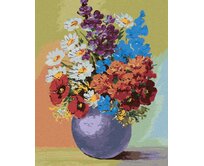 Zuty - Malování podle čísel - KVĚTINY V MODRÉ VÁZE 40x50 cm bez rámu a bez vypnutí plátna