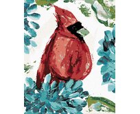 Zuty - Malování podle čísel - ČERVENÝ PTÁK A HORTENZIE (HALEY BUSH) 40x50 cm vypnuté plátno na rám