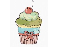 Zuty - Malování podle čísel - CUPCAKE S RŮŽOVOU TŘEŠNÍ (HALEY BUSH) 40x50 cm bez rámu a bez vypnutí plátna