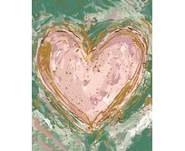 Zuty - Malování podle čísel - RŮŽOVÉ SRDCE NA ZELENÉM POZADÍ (HALEY BUSH) 40x50 cm bez rámu a bez vypnutí plátna