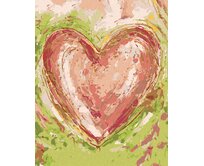 Zuty - Malování podle čísel - ČERVENÉ SRDCE NA ZELENÉM POZADÍ III (HALEY BUSH) 40x50 cm bez rámu a bez vypnutí plátna