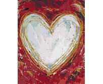 Zuty - Malování podle čísel - BÍLÉ SRDCE NA ČERVENÉM POZADÍ (HALEY BUSH) 40x50 cm vypnuté plátno na rám