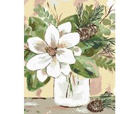 Zuty - Malování podle čísel - ZIMNÍ MAGNÓLIE VE SKLENICI (HALEY BUSH) 40x50 cm vypnuté plátno na rám
