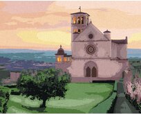 Zuty - Malování podle čísel - BAZILIKA SVATÉHO FRANTIŠKA Z ASSISI, ITÁLIE (TED DAVIS) 40x50 cm vypnuté plátno na rám