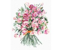 Zuty - Malování podle čísel - KYTICE Z RŮŽOVÝCH KVĚTŮ HRACHORU (ALEXANDRIA GILBERT) 40x50 cm vypnuté plátno na rám