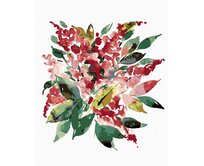 Zuty - Malování podle čísel - ZIMNÍ ZELEŇ A RŮŽOVÉ KVĚTY (ALEXANDRIA GILBERT) 40x50 cm bez rámu a bez vypnutí plátna