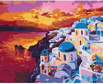 Zuty - Malování podle čísel - ZÁPAD SLUNCE NA SANTORINI 40x50 cm bez rámu a bez vypnutí plátna