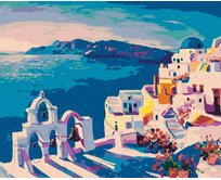 Zuty - Malování podle čísel - SANTORINI SE ZVONY 40x50 cm vypnuté plátno na rám