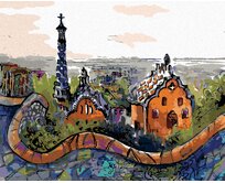 Zuty - Malování podle čísel - PARK GÜELL V BARCELONĚ 40x50 cm vypnuté plátno na rám