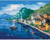 Zuty - Malování podle čísel - POBŘEŽÍ U HALLSTATT V RAKOUSKU 40x50 cm vypnuté plátno na rám