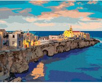 Zuty - Malování podle čísel - VEČERNÍ PANORAMA MĚSTA VIESTE 40x50 cm vypnuté plátno na rám