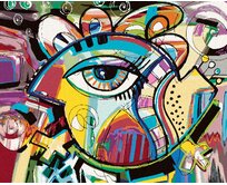 Zuty - Malování podle čísel - ABSTRAKTNÍ KOMPOZICE DOODLE PTÁKA 40x50 cm vypnuté plátno na rám