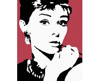 Zuty - Malování podle čísel - AUDREY HEPBURN NA ČERVENÉM POZADÍ 40x50 cm bez rámu a bez vypnutí plátna