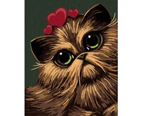 Zuty - Malování podle čísel - KOČKA SE TŘEMI SRDÍČKY 40x50 cm bez rámu a bez vypnutí plátna