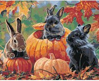 Zuty - Malování podle čísel - KRÁLÍCI, DÝNĚ A PODZIMNÍ LISTÍ (ABRAHAM HUNTER) 40x50 cm bez rámu a bez vypnutí plátna