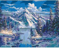 Zuty - Malování podle čísel - ŘEKA A HORY V ZIMĚ (ABRAHAM HUNTER) 40x50 cm vypnuté plátno na rám