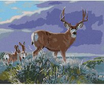 Zuty - Malování podle čísel - JELEN S MLÁĎATY NA PAHORKU (AL AGNEW) 40x50 cm vypnuté plátno na rám