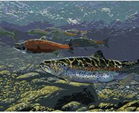 Zuty - Malování podle čísel - LOSOSÍ TAH (AL AGNEW) 40x50 cm bez rámu a bez vypnutí plátna