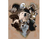 Zuty - Malování podle čísel - VLK, MEDVĚD, LOS, JELEN A OREL (AL AGNEW) 40x50 cm bez rámu a bez vypnutí plátna