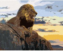 Zuty - Malování podle čísel - LEV LEŽÍCÍ NA SKÁLE (AL AGNEW) 40x50 cm bez rámu a bez vypnutí plátna