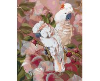 Zuty - Malování podle čísel - KAKADŮ A RŮŽOVÉ KVĚTY (CAROL CAVALARIS) 40x50 cm bez rámu a bez vypnutí plátna