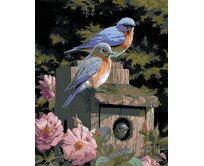 Zuty - Malování podle čísel – PTÁK SALAŠNÍK A BUDKA (JOE HAUTMAN) 40x50 cm bez rámu a bez vypnutí plátna