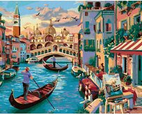 Zuty - Malování podle čísel - GONDOLY NA ŘECE V BENÁTKÁCH (IMAGE WORLD) 40x50 cm vypnuté plátno na rám