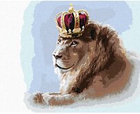 Zuty - Malování podle čísel - LEV S KORUNOU (LARRY HERSBERGER) 40x50 cm bez rámu a bez vypnutí plátna