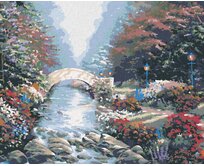 Zuty - Malování podle čísel - MOST PŘES ŘEKU, LES A KVĚTINY (NORTHERN PROMOTIONS) 40x50 cm vypnuté plátno na rám